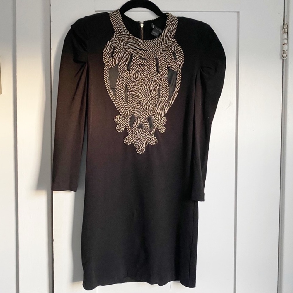 Armani Exchange Gold Embellished Black Dress M